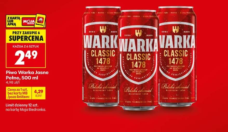 Piwo Warka Jasne Pełne
