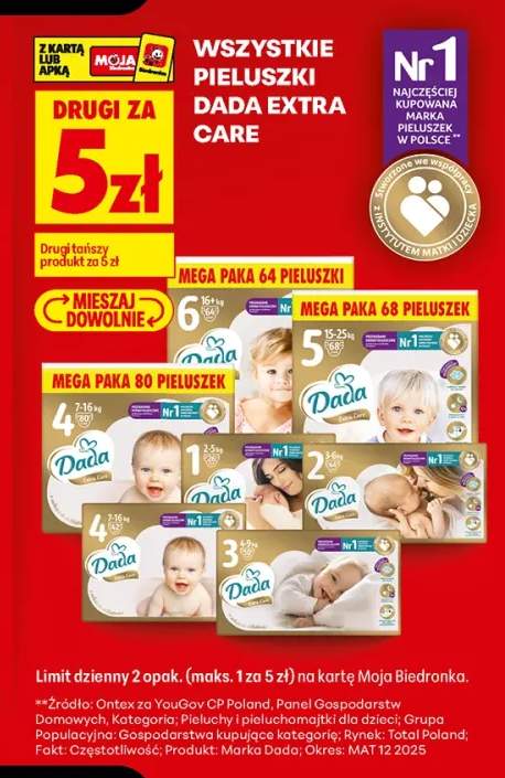 Pieluszki Dada Extra Care 1 +5 wariantów