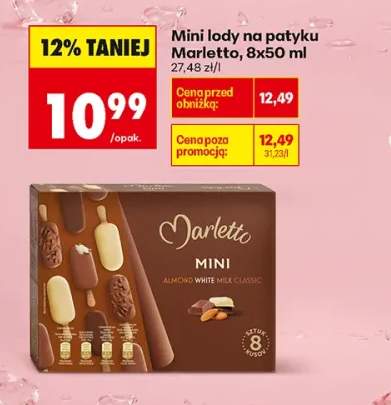 Mini lody na patyku Marletto Almond White Milk Classic 8-pak 50 ml