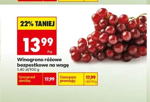Winogrono różowe bezpestkowe na wagę
