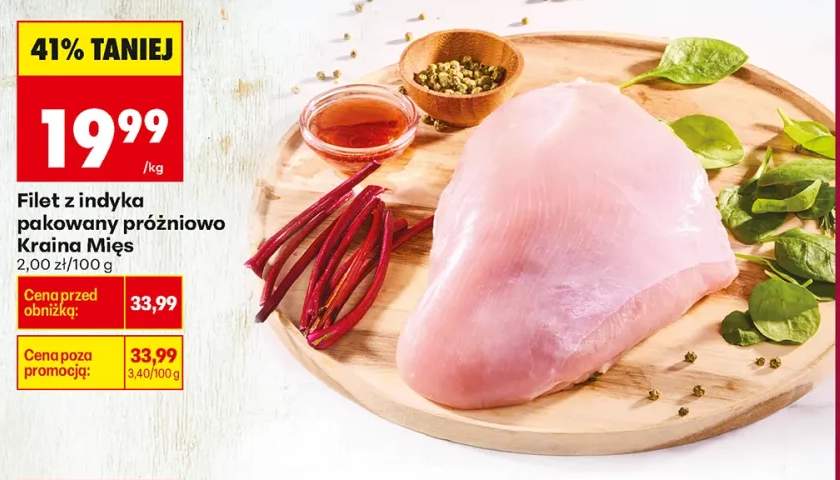 Filet z indyka pakowany próżniowo Kraina Mięs