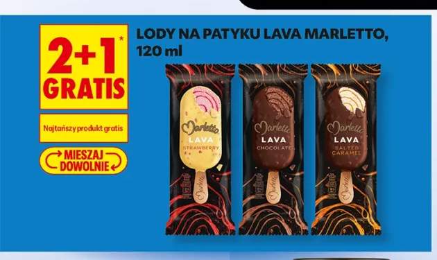 Lody na patyku Marletto Lava Strawberry +2 warianty