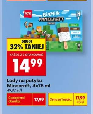 Lody na patyku Big Milk Minecraft 4-pak