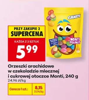 Orzeszki arachidowe w czekoladzie mlecznej i cukrowej otoczce Monti Candi
