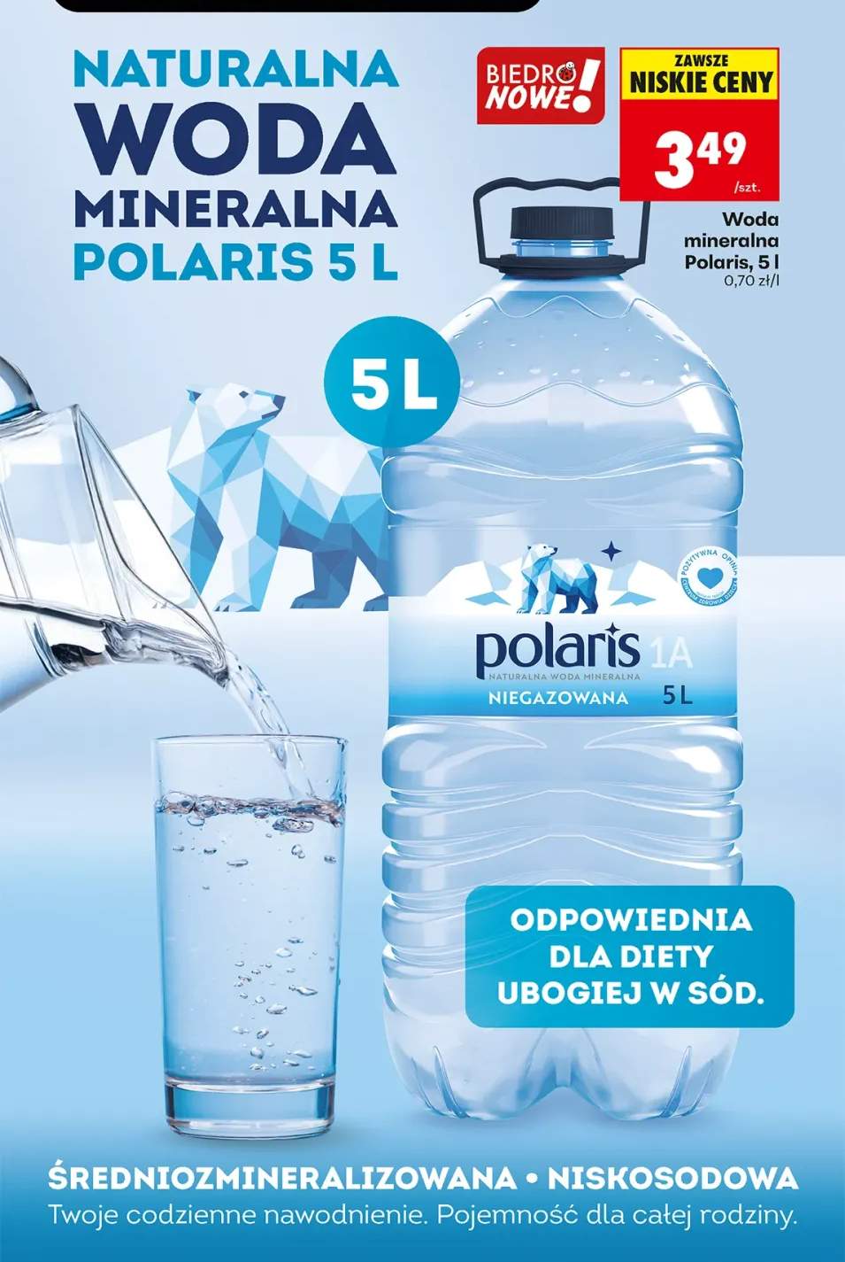 Naturalna woda mineralna Polaris niegazowana
