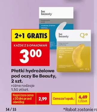 Płatki hydrożelowe pod oczy Be Beauty Hyaluronic Acid +1 wariant