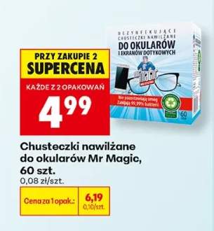 Chusteczki nawilżane do okularów Mr Magic 60-pak