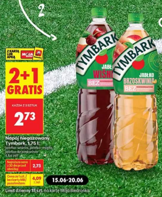 Napój niegazowany Tymbark jabłko-brzoskwinia +2 warianty