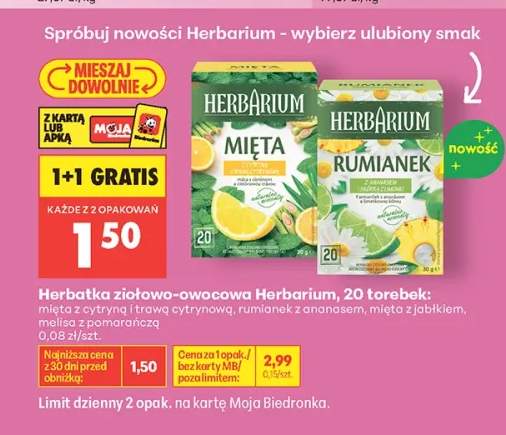 Herbatka ziołowo-owocowa Herbarium mięta z cytryną i trawą cytrynową +3 warianty