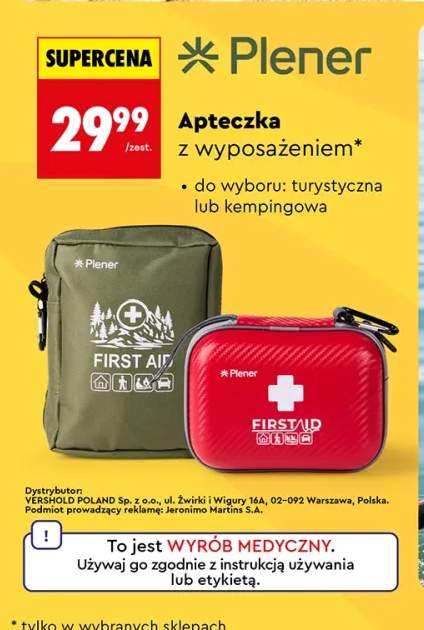 Apteczka z wyposażeniem turystyczna Plener +1 wariant