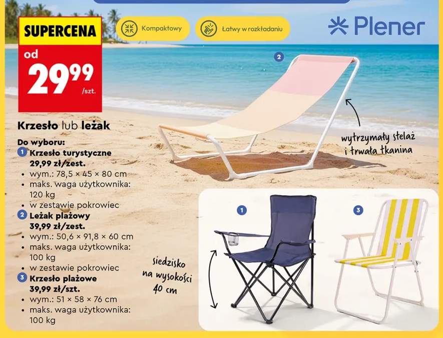 Krzesło turystyczne Plener +2 warianty