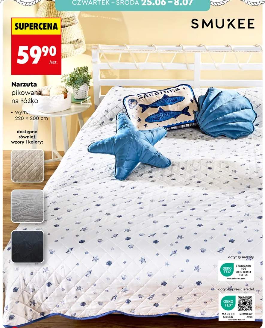 Narzuta pikowana na łóżko Smukee