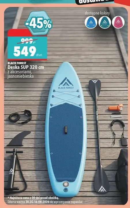 Deska SUP Black Forest 320 cm z akcesoriami jasnoniebieska