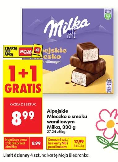 Alpejskie Mleczko o smaku waniliowym Milka