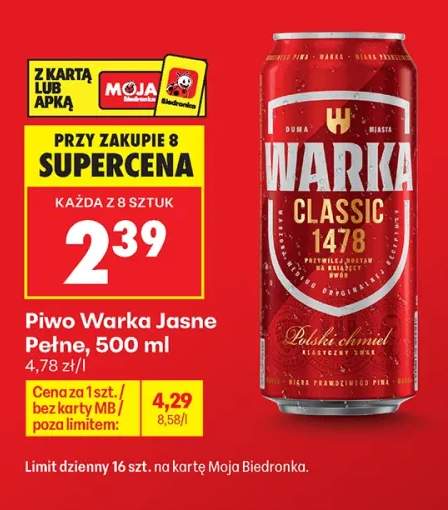 Piwo Warka Jasne Pełne