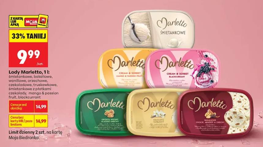 Lody śmietankowe Marletto +8 wariantów