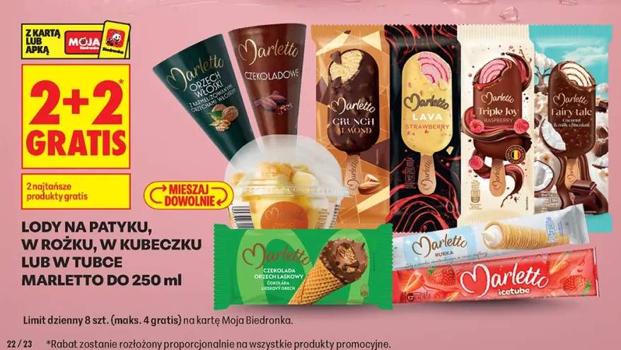Lody w rożku Marletto Orzech Włoski +9 wariantów