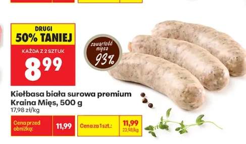 Kiełbasa biała surowa premium Kraina Mięs