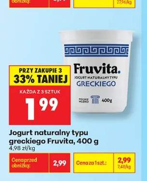 Jogurt naturalny typu greckiego Fruvita