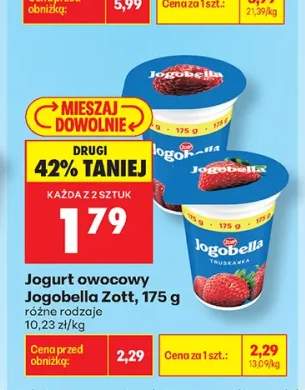 Jogurt owocowy Jogobella truskawkowy Zott +1 wariant