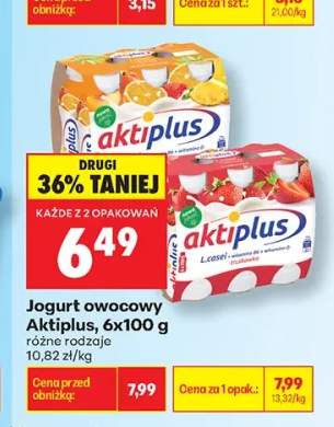 Jogurt owocowy Aktiplus truskawkowy 6-pak +1 wariant