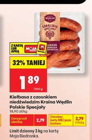 Kiełbasa z czosnkiem niedźwiedzim Kraina Wędlin Polskie Specjały