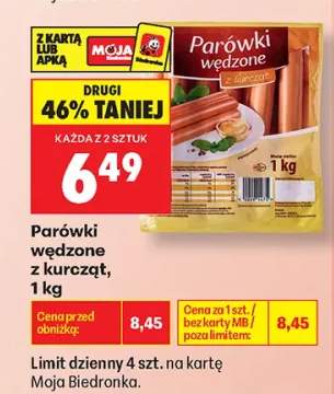Parówki wędzone z kurcząt Kraina Wędlin