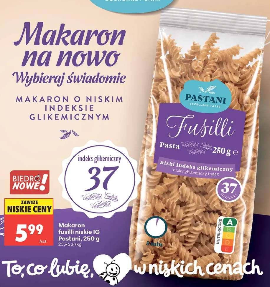 Makaron fusilli niskie IG Pastani