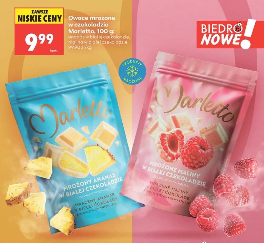 Mrożony ananas w białej czekoladzie o smaku kokosowym Marletto +1 wariant