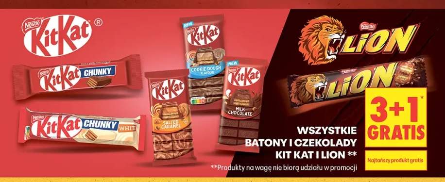 Batony i czekolady Kit Kat i Lion +7 wariantów