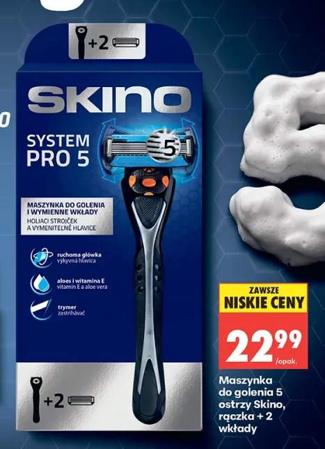 Maszynka do golenia 5 ostrzy Skino rączka + 2 wkłady