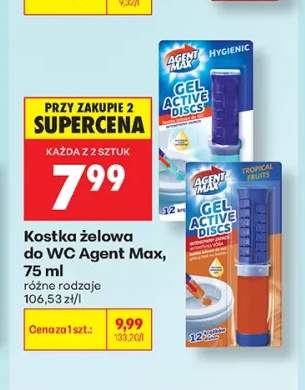 Kostka żelowa do WC Agent Max Tropical Fruits +1 wariant