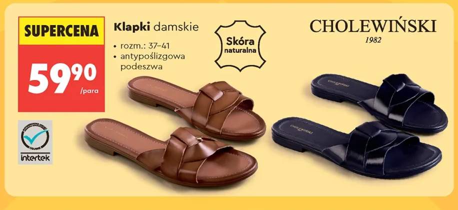 Klapki damskie skórzane Cholewiński