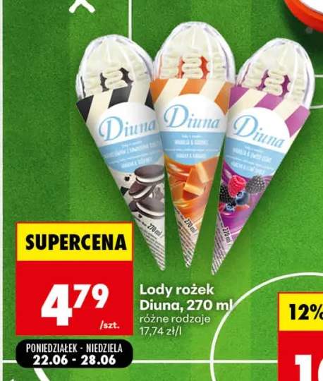 Lody rożek Diuna wanilia i owoce leśne +2 warianty