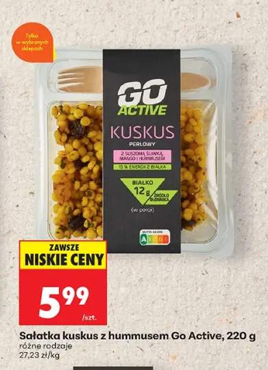 Sałatka kuskus perłowy z suszoną śliwką mango i hummusem Go Active