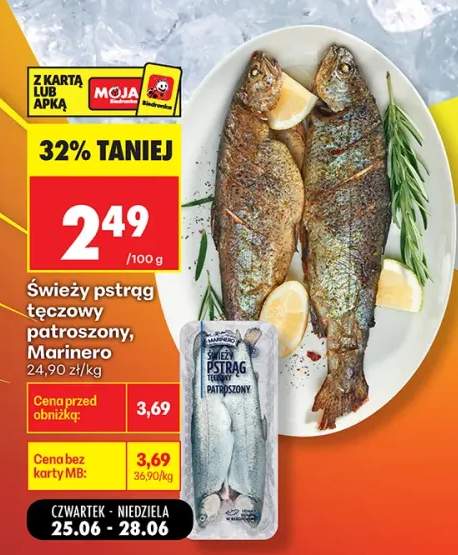 Świeży pstrąg tęczowy patroszony Marinero