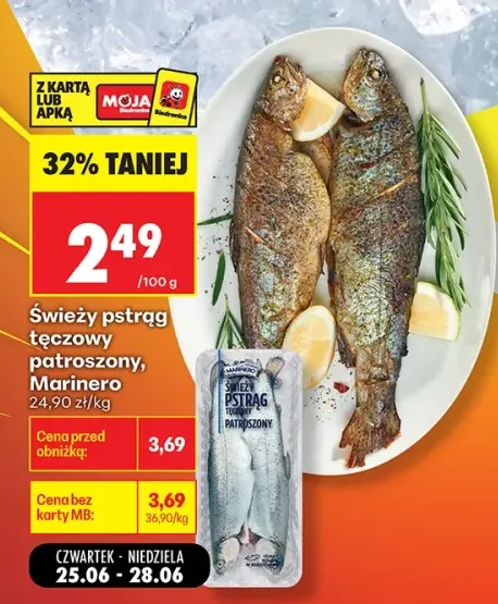 Świeży pstrąg tęczowy patroszony Marinero