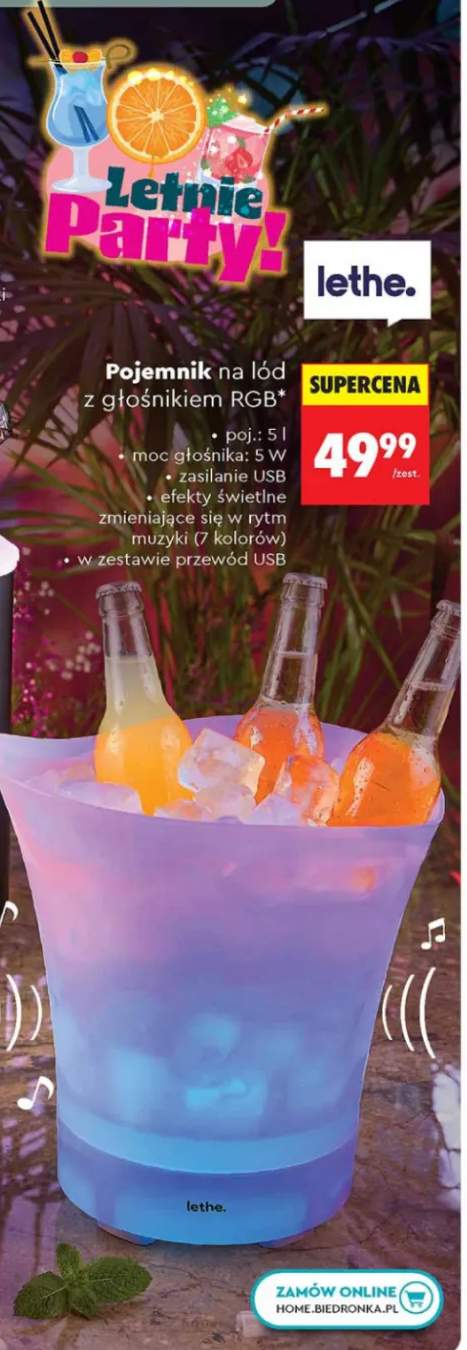 Pojemnik na lód z głośnikiem RGB Lethe