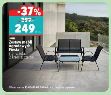 Zestaw mebli ogrodowych Jumi Fiesta stolik, sofa, 2 krzesła, czarne