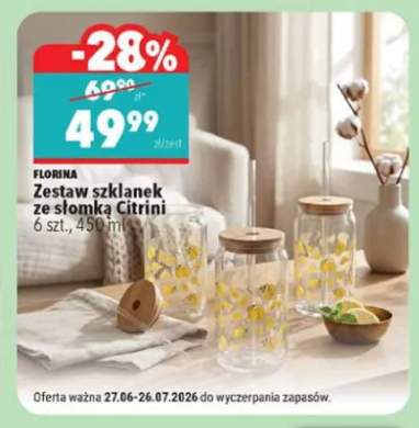 Zestaw szklanek ze słomką Citrini Florina 6-pak 450 ml