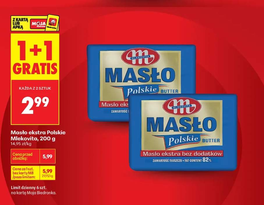 Masło ekstra Polskie Mlekovita +1 wariant