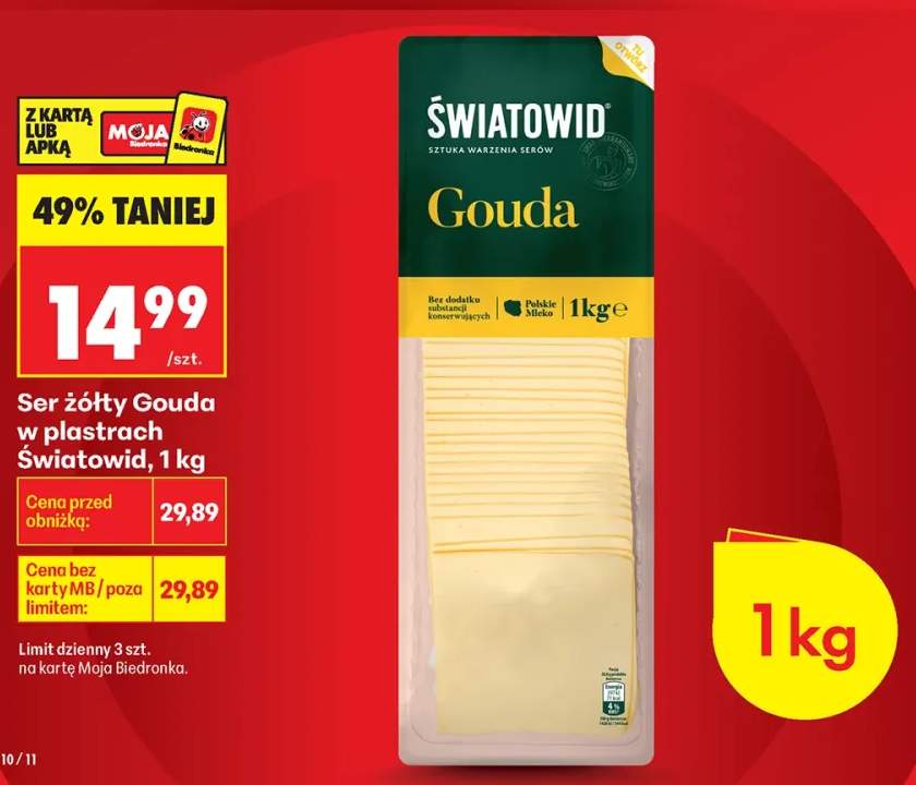 Ser żółty Gouda w plastrach Światowid