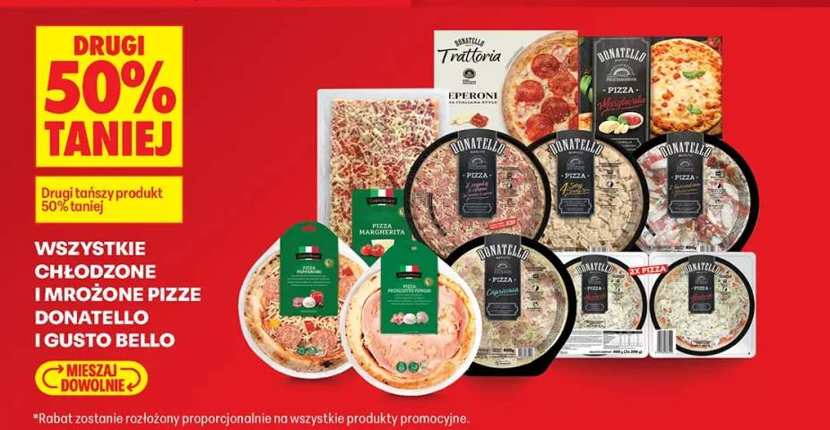 Chłodzone i mrożone pizze Donatello i Gusto Bello +7 wariantów