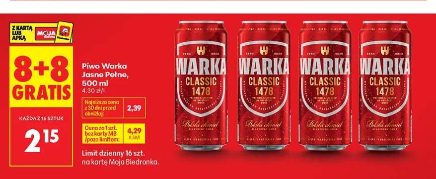 Piwo Warka Jasne Pełne