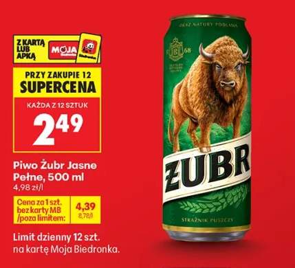 Piwo Żubr Jasne Pełne