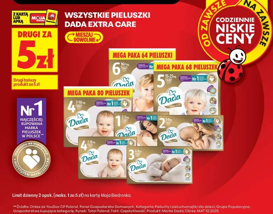 Pieluszki Dada Extra Care +3 warianty