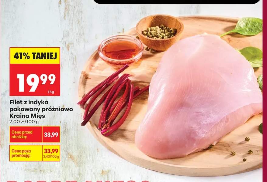 Filet z indyka pakowany próżniowo Kraina Mięs