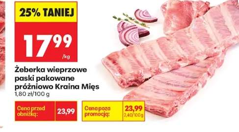 Żeberka wieprzowe paski pakowane próżniowo Kraina Mięs