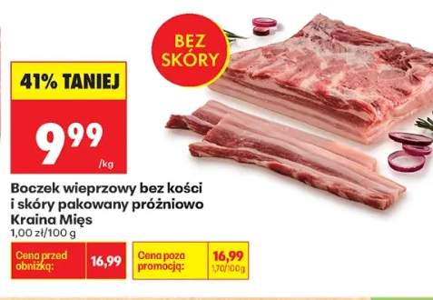 Boczek wieprzowy bez kości i skóry pakowany próżniowo Kraina Mięs