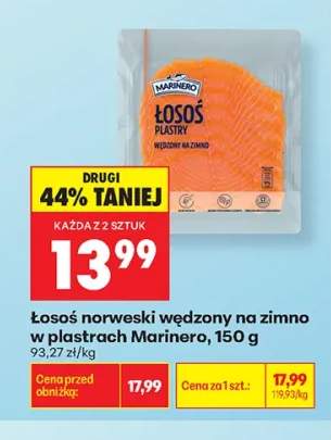 Łosoś norweski wędzony na zimno w plastrach Marinero